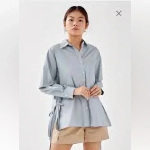 Love Bonito &REA Sana Relaxed Ribbon Tie  Shirt in Blue - Picture 1 of 10